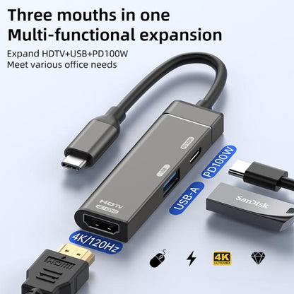 Type-C to Type-C, USB-A, HDMI HUB Docking Station, Type-C to Type-C+USB+HDMI