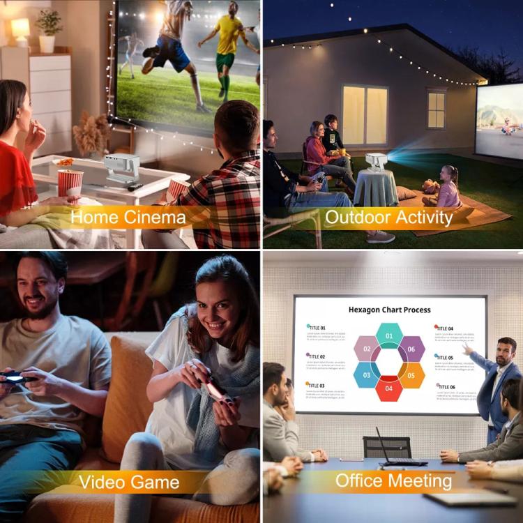 Cheerlux C6C Same Screen Version 1280x720P 180ANSI Bluetooth 5.1 Smart Projector, with Gimbal, US Plug, UK Plug, AU Plug, EU Plug