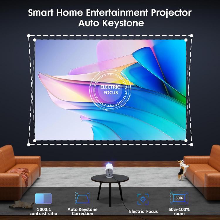 Cheerlux H1 Whale OS Version 1280x720P 180ANSI Smart Projector, with Gimbal, US Plug, UK Plug, AU Plug, EU Plug