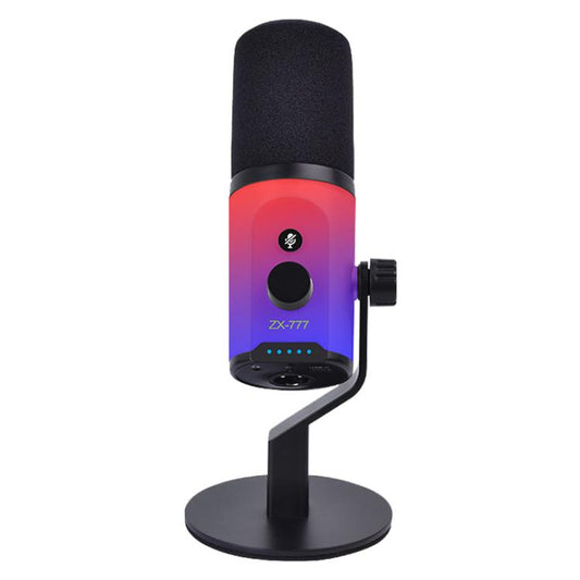 XTUGA ZX-777 XLR / USB-C Dynamic Microphone RGB Light Noise Reduction for Live, Desktop, Long Arm Bracket