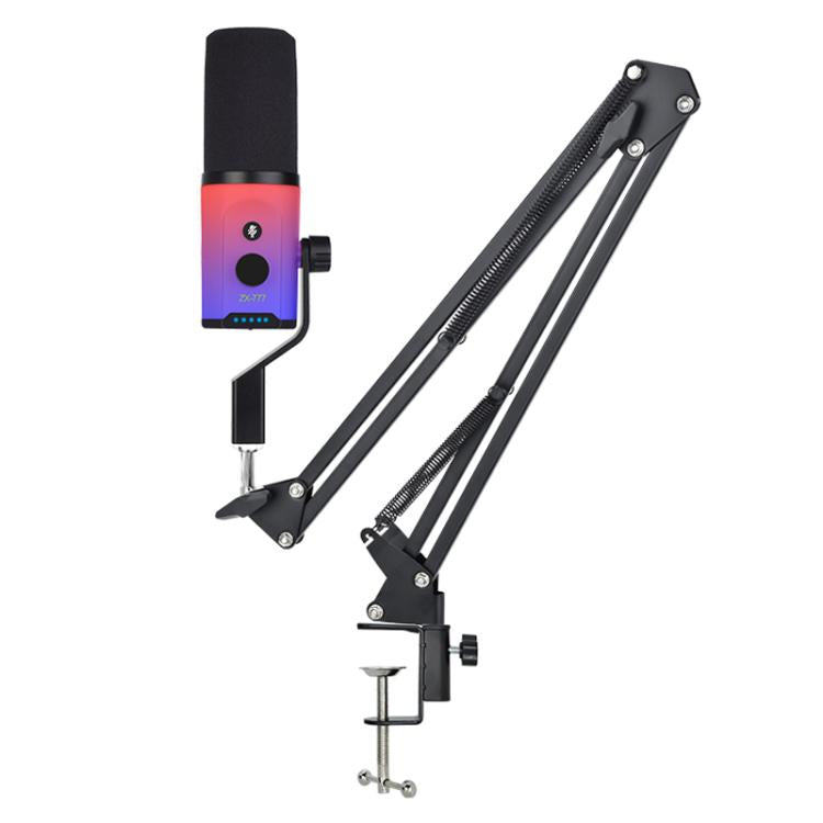 XTUGA ZX-777 XLR / USB-C Dynamic Microphone RGB Light Noise Reduction for Live, Desktop, Long Arm Bracket