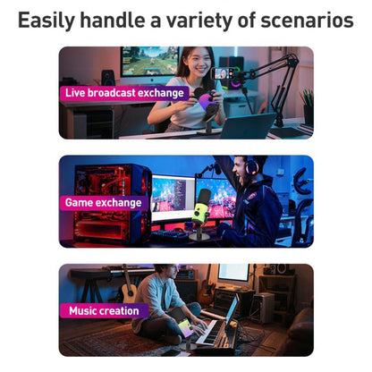 XTUGA ZX-777 XLR / USB-C Dynamic Microphone RGB Light Noise Reduction for Live, Desktop, Long Arm Bracket