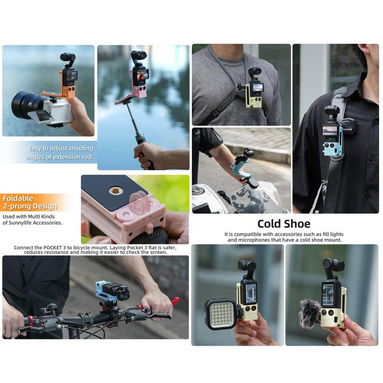 Sunnylife Magnetic Mount 1/4 Adapter Cold Shoe Tabletop Base Bracket Angles Adjustable Multi Expansion Mount, 761V2 For DJI OSMO Pocket 3