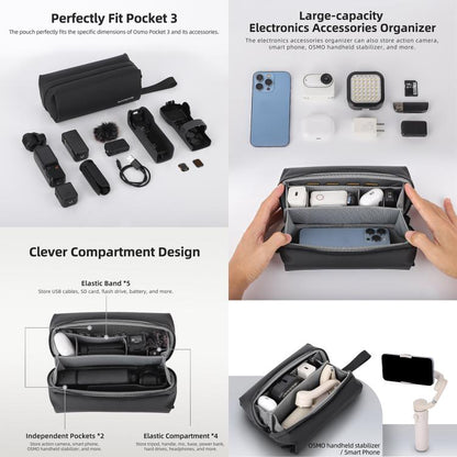 Sunnylife Carrying Handbag Storage Shoulder Bag Combo Bags Mini Travel Daily Pouch, For DJI OSMO Pocket 4 / 3