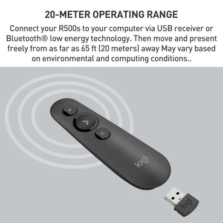 Logitech R500s Laser Wireless Smart Presentation Remote Controller, R500s (Black), R500s (Grey)