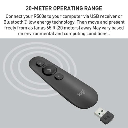 Logitech R500s Laser Wireless Smart Presentation Remote Controller, R500s (Black), R500s (Grey)