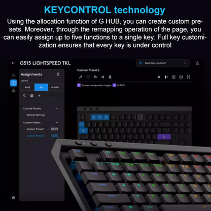 Logitech G515 LIGHTSPEED TKL Wireless Low-Profile Mechanical Gaming Keyboard, GX-T Mechanical Switches