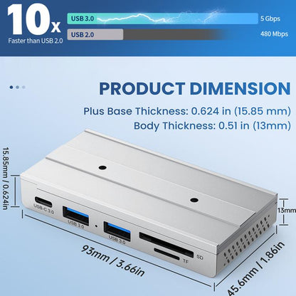 HST-2A1CTS 5 in 1 USB 3.0 Detachable Magnetic Docking Station, HST-2A1CTS