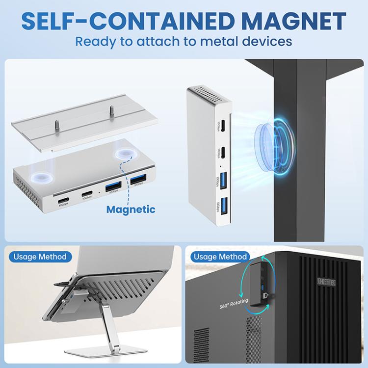 HST-2A2C 4 in 1 USB 3.2 10Gbps Detachable Magnetic Docking Station, HST-2A2C