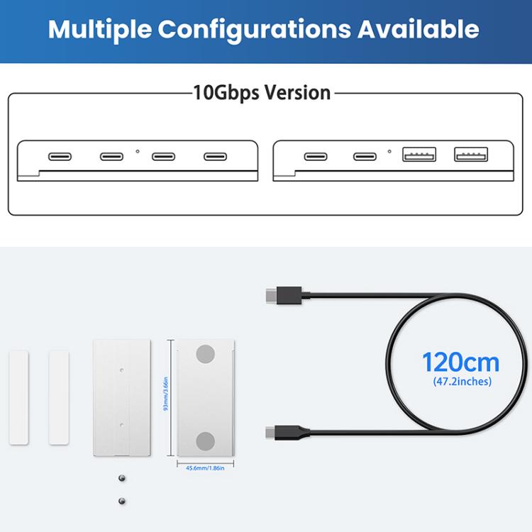 HST-2A2C 4 in 1 USB 3.2 10Gbps Detachable Magnetic Docking Station, HST-2A2C
