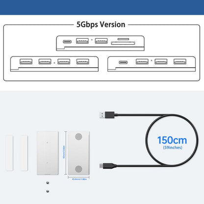 HST-2A2C 4 in 1 USB 3.2 10Gbps Detachable Magnetic Docking Station, HST-2A2C