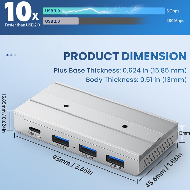 HST-3A1C 4 in 1 USB 3.0 Detachable Magnetic Docking Station, HST-3A1C