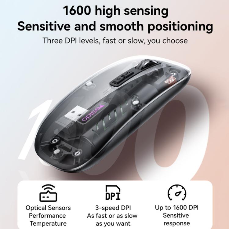 Yesido KB29 Transparent Bluetooth Dual Mode Wireless Mouse, KB29 (White), KB29 (Black)