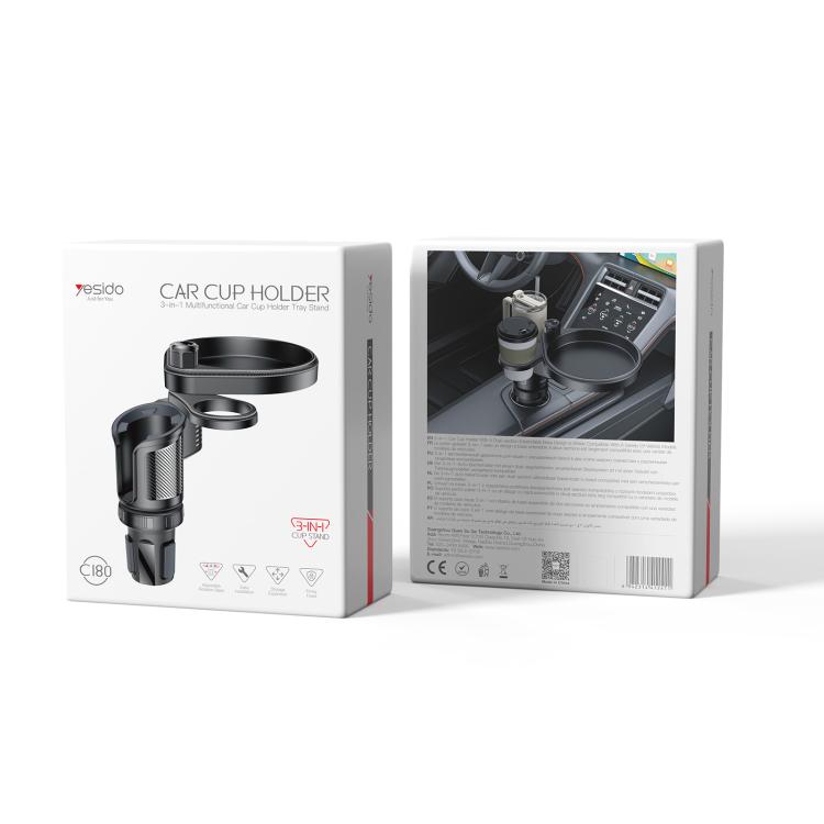 Yesido C180 3 in 1 Car Multi-function Tray Water Cup Holder, C180