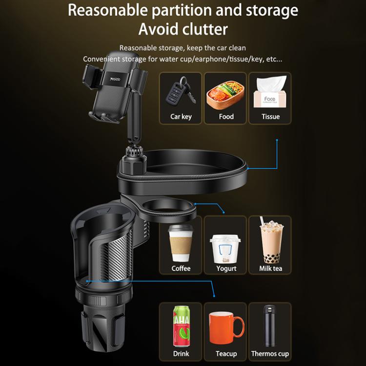 Yesido C274 4 in 1 Car Multi-function Tray Water Cup Phone Holder, C274