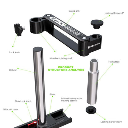 Mijing MJ4010 32mm 360 Universal Metal Swing Arm Liftable Fixed Stand with Slide Rails, Mijing MJ4010