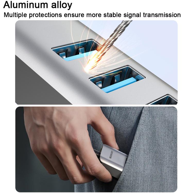 USB -C / Type-C Elbow to RJ45 and 3 x USB-A Aluminum Alloy Shell HUB Adapter Expander, Type-C Elbow to RJ45 and 3 x USB-A