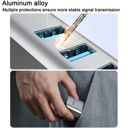 USB -C / Type-C Elbow to RJ45 and 3 x USB-A Aluminum Alloy Shell HUB Adapter Expander, Type-C Elbow to RJ45 and 3 x USB-A