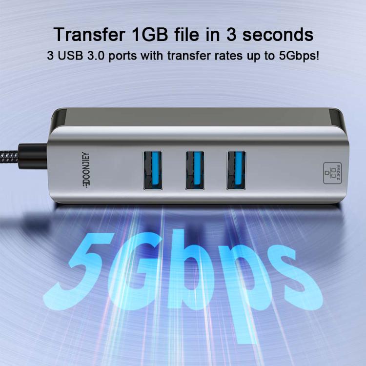 USB -C / Type-C Elbow to RJ45 and 3 x USB-A Aluminum Alloy Shell HUB Adapter Expander, Type-C Elbow to RJ45 and 3 x USB-A