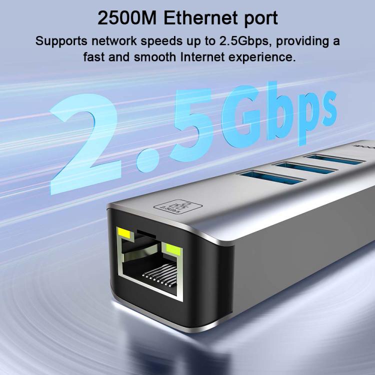 USB -C / Type-C Elbow to RJ45 and 3 x USB-A Aluminum Alloy Shell HUB Adapter Expander, Type-C Elbow to RJ45 and 3 x USB-A
