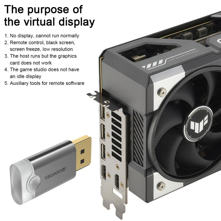 DOONJIEY DisplayPort Interface Graphics Card Spoofer Display Emulator Virtual Monitor with Indicator Light, DisplayPort Interface