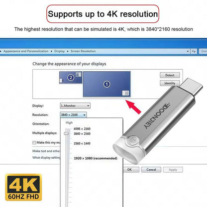 DOONJIEY USB-C / Type-C Interface Graphics Card Spoofer Virtual Monitor with Indicator Light, Type-C Interface