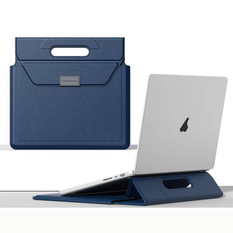 Handle Portable Laptop Briefcase PU Leather Laptop Sleeve with Foldable Stand, For 13 / 14 inch, For 15 / 16.1 inch