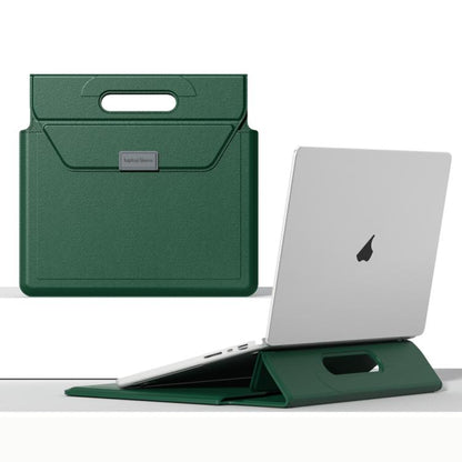Handle Portable Laptop Briefcase PU Leather Laptop Sleeve with Foldable Stand, For 13 / 14 inch, For 15 / 16.1 inch