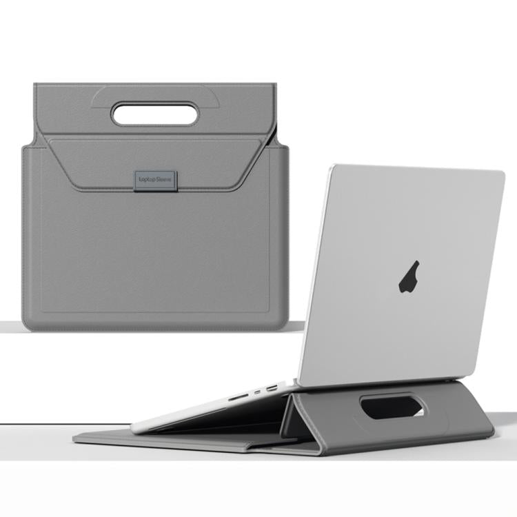 Handle Portable Laptop Briefcase PU Leather Laptop Sleeve with Foldable Stand, For 13 / 14 inch, For 15 / 16.1 inch