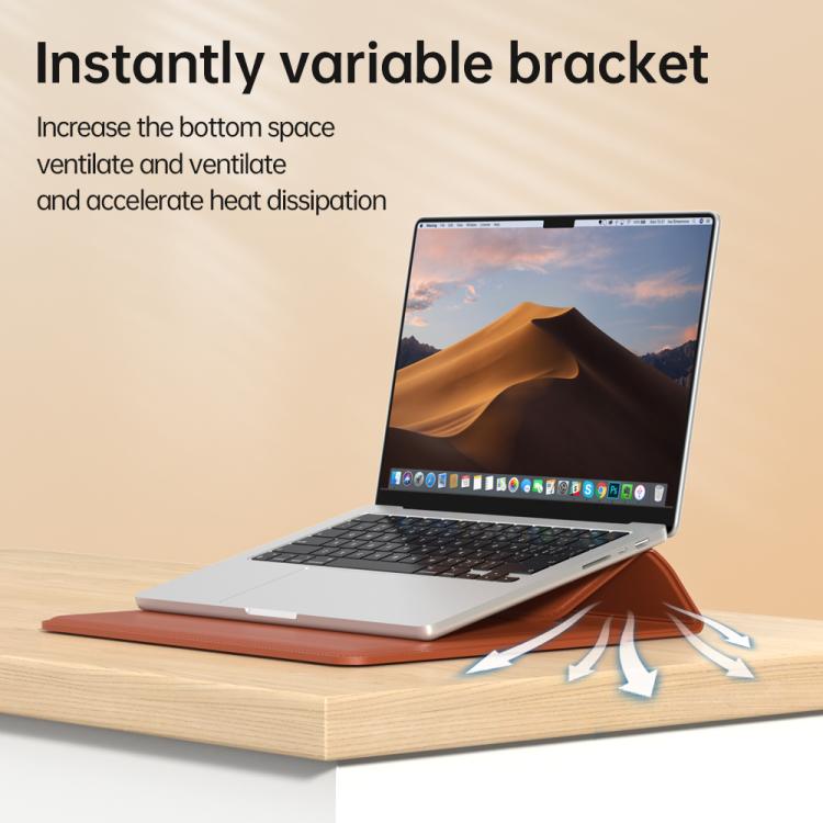 Handle Portable Laptop Briefcase PU Leather Laptop Sleeve with Foldable Stand, For 13 / 14 inch, For 15 / 16.1 inch
