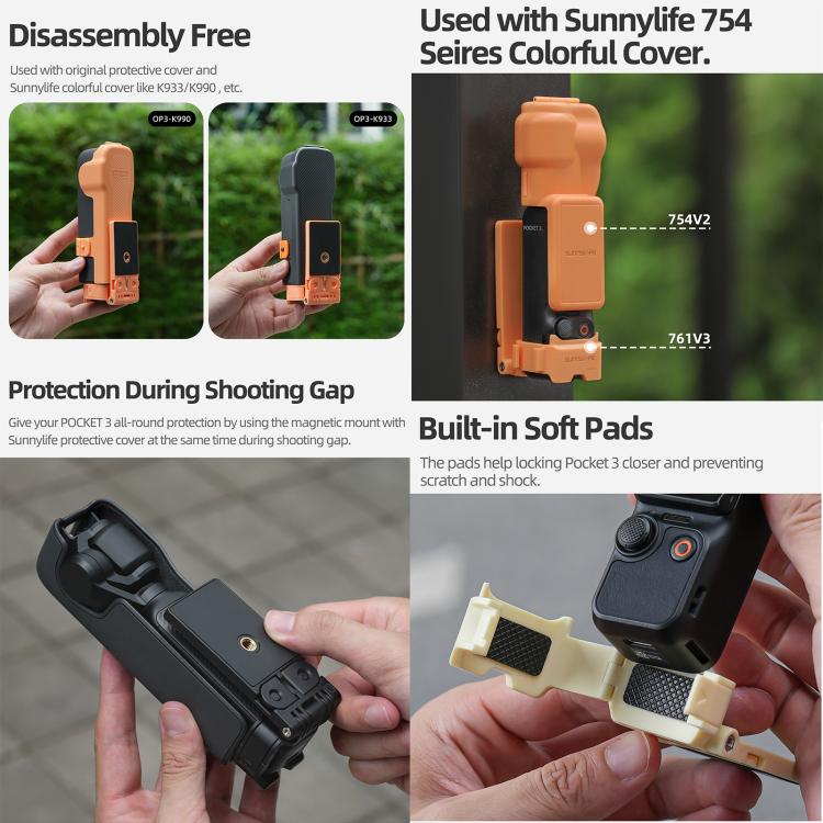 Sunnylife 761V3 Magnetic Mount Multi Interface Expansion Adapter, For DJI OSMO Pocket 4 / 3