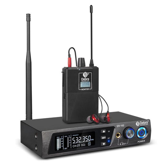 DEBRA ER-102 Professional Stage Wireless Audio Return Monitoring System with One Receiver, 1TX to 1RX