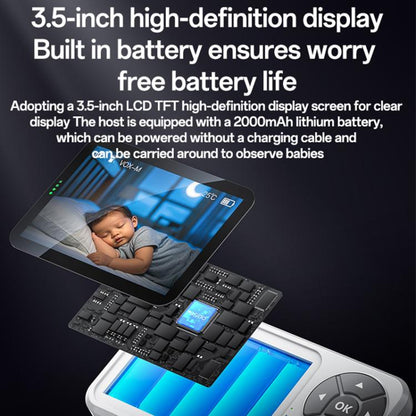 Yesido KM26 3.5 inch TFT screen 2.4G Baby Monitor Care Camera, Plug: UK Plug, KM26