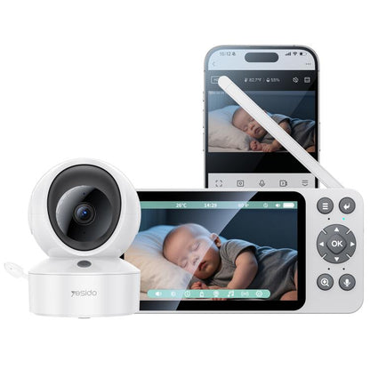 Yesido KM28 5 inch LCD Screen 2.4G WiFi Baby Monitor Care Camera, Plug: UK Plug, KM28