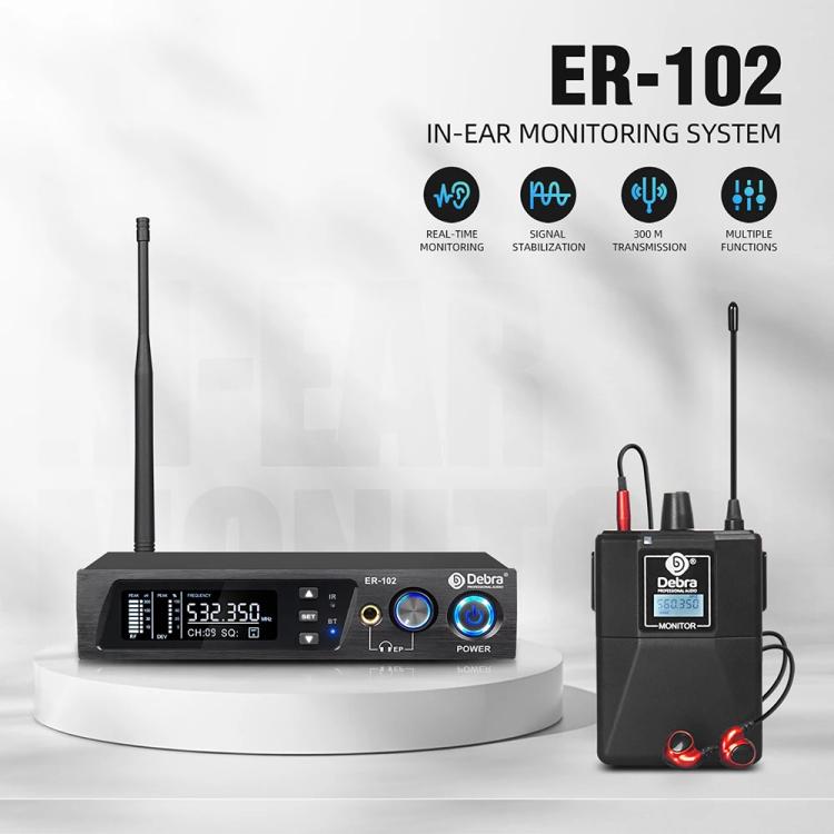 DEBRA ER-102 Wireless Audio Return Monitoring Receiver + Earphones, 1RX
