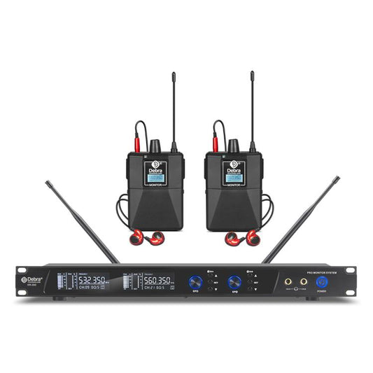 DEBRA ER-202 Professional Stage Wireless Audio Return Monitoring System with Two Receivers, ER-202