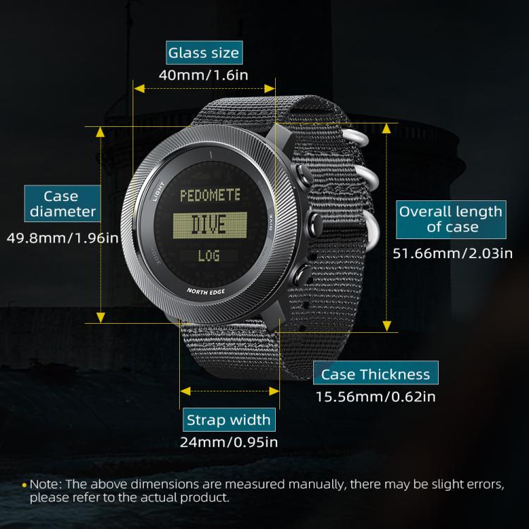 NORTH EDGE APACHE-D Outdoor Waterproof Men Multi-Function Nylon Strap Smart Sports Watch