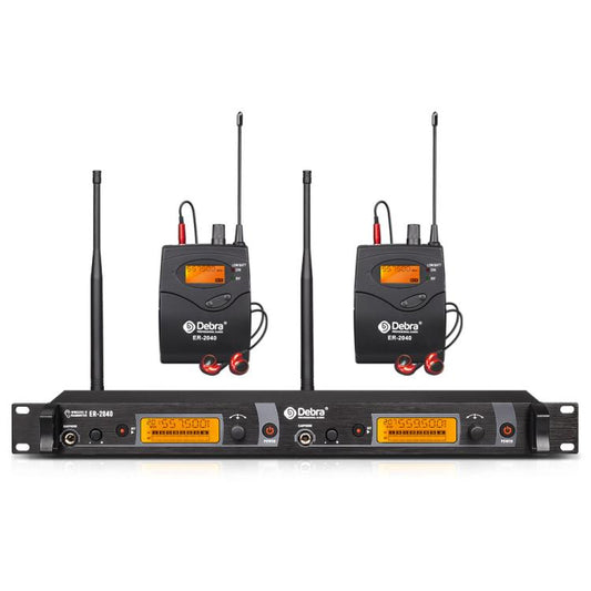 DEBRA ER-2040 Professional Stage Wireless Audio Return Monitoring System with Two Receivers, ER-2040