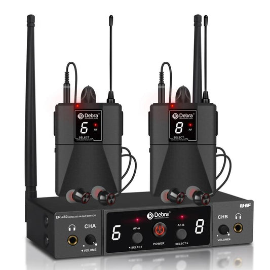 DEBRA ER-480 Professional Stage Wireless Audio Return Monitoring System with Two Receivers, ER-480