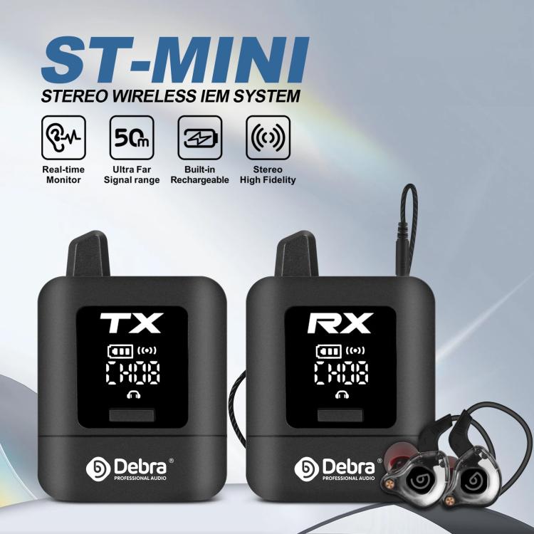 DEBRA ST-mini 2.4G Stereo Wireless Monitor System Transmitter & Receiver, TX & RX