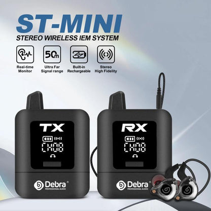 DEBRA ST-mini 2.4G Stereo Wireless Monitor System Transmitter & Receiver, TX & RX