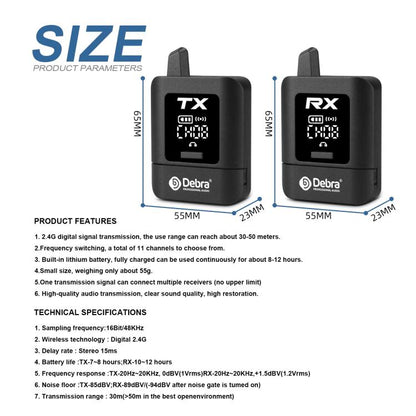 DEBRA ST-mini 2.4G Stereo Wireless Monitor System Transmitter & Receiver, TX & RX