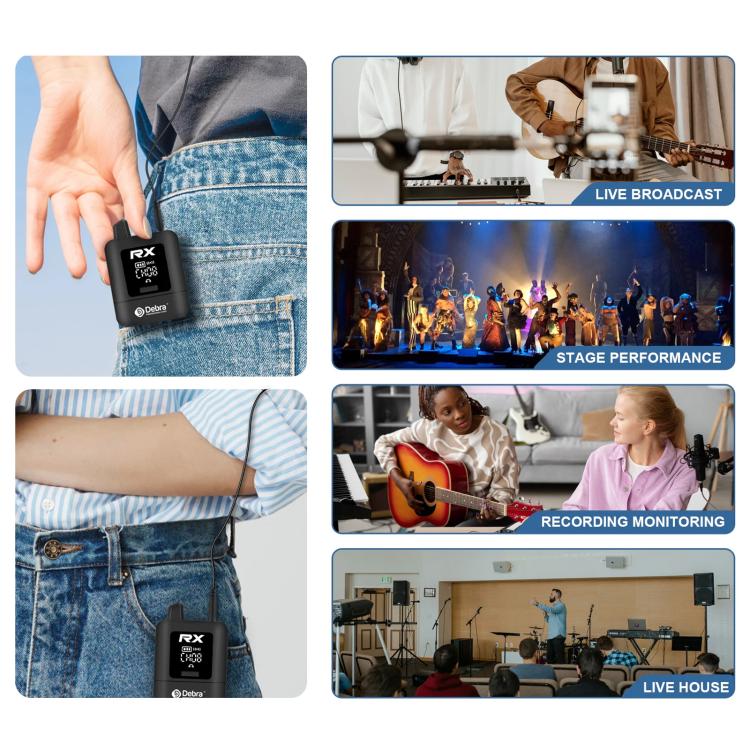 DEBRA ST-mini 2.4G Stereo Wireless Monitor System Transmitter & Receiver, TX & RX