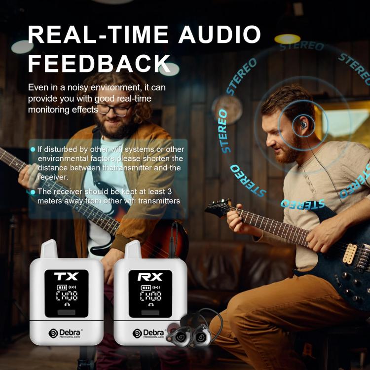 DEBRA ST-mini 2.4G Stereo Wireless Monitor System Receiver + Earphones, RX & Earphones