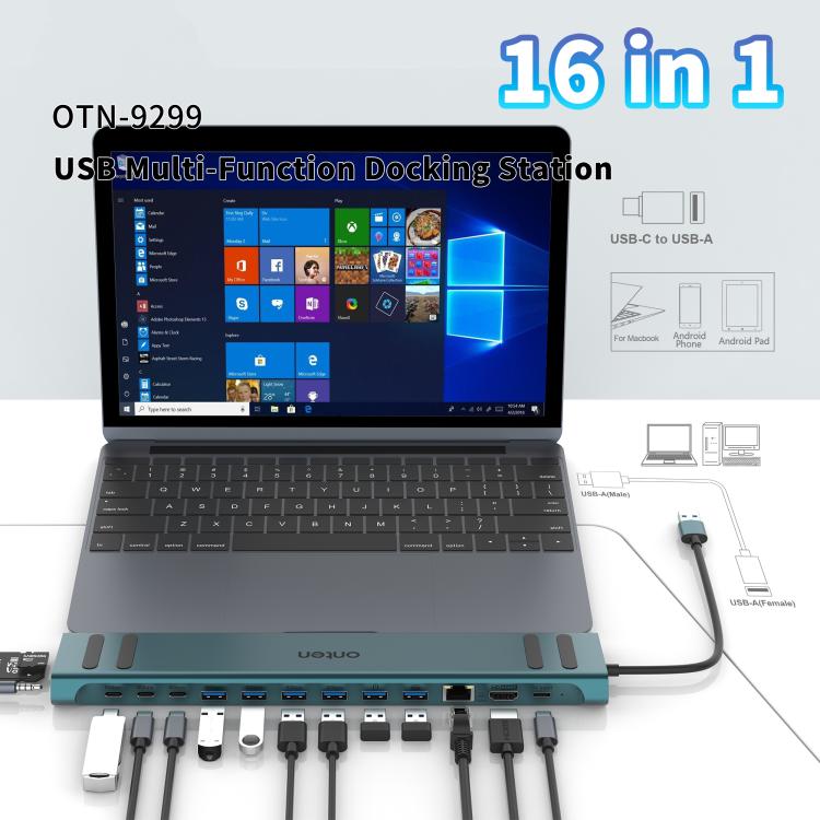 Onten OTN-9299 16 in 1 USB Multi-function Docking Station, OTN-9299