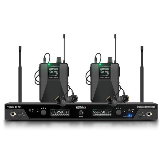 DEBRA ST-202 Professional Stage Wireless Audio Return Monitoring System with Two Receivers, ST-202