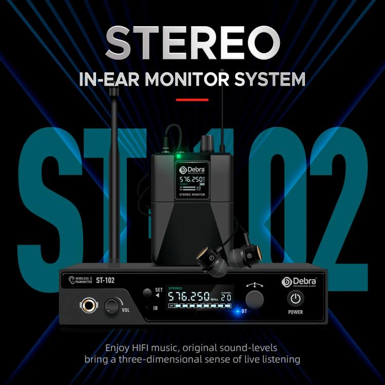 DEBRA ST-102 Wireless Audio Monitor System Receiver + Earphones, RX + Earphones