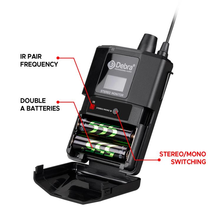 DEBRA ST-102 Wireless Audio Monitor System Receiver + Earphones, RX + Earphones