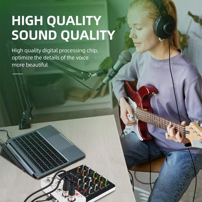 DEBRA V4 4-Channels Audio Mixer with Reverb Sound Card for Live Streaming, V4