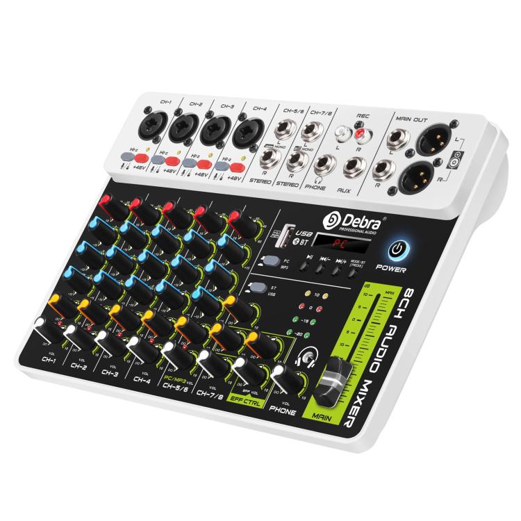 DEBRA V8 8-Channels Audio Mixer Live Recording Reverb, V8, 8V4